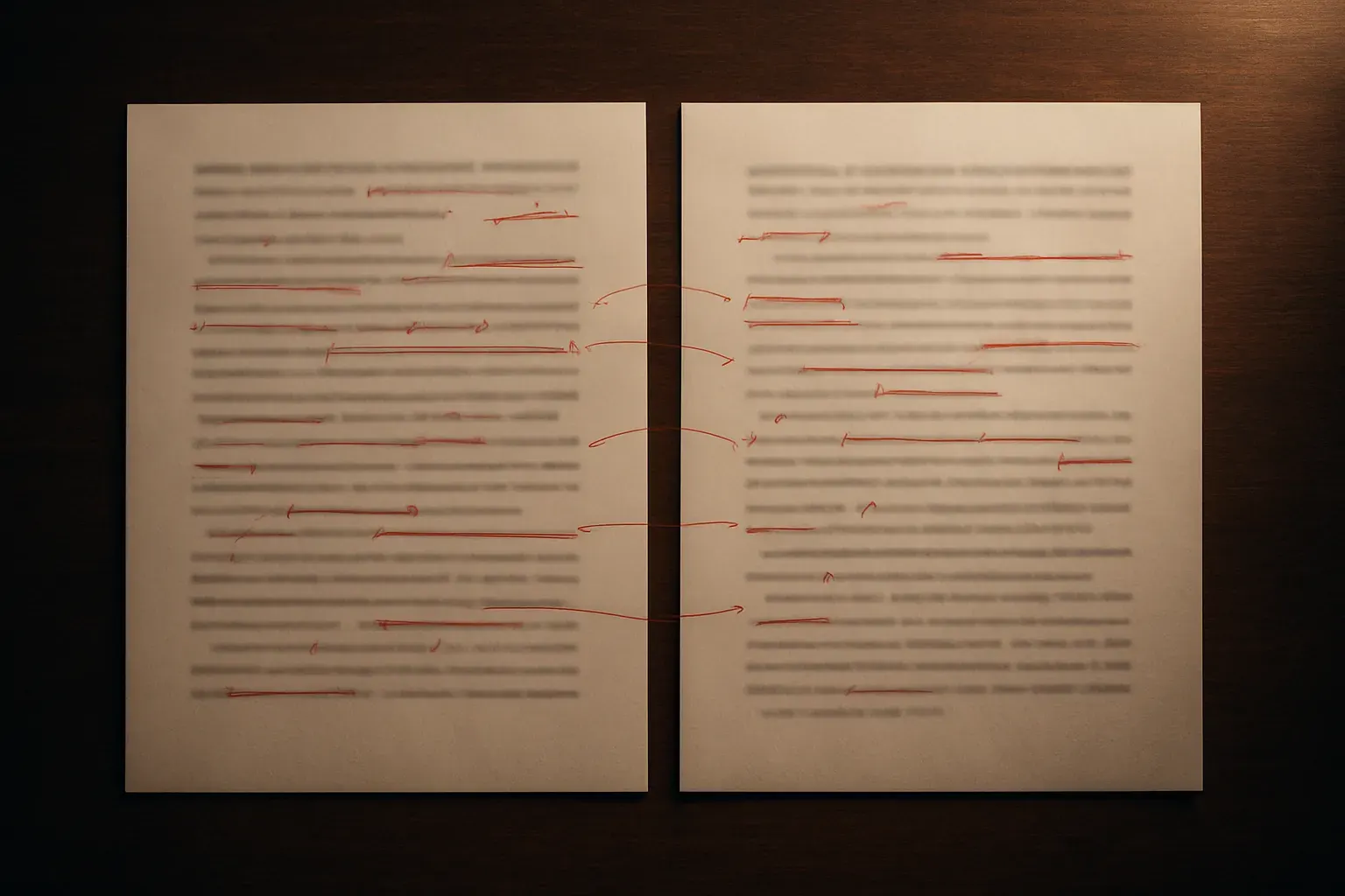Two proof sheets side by side, one marked in English, one in Czech, transposition arrows linking matching lines.